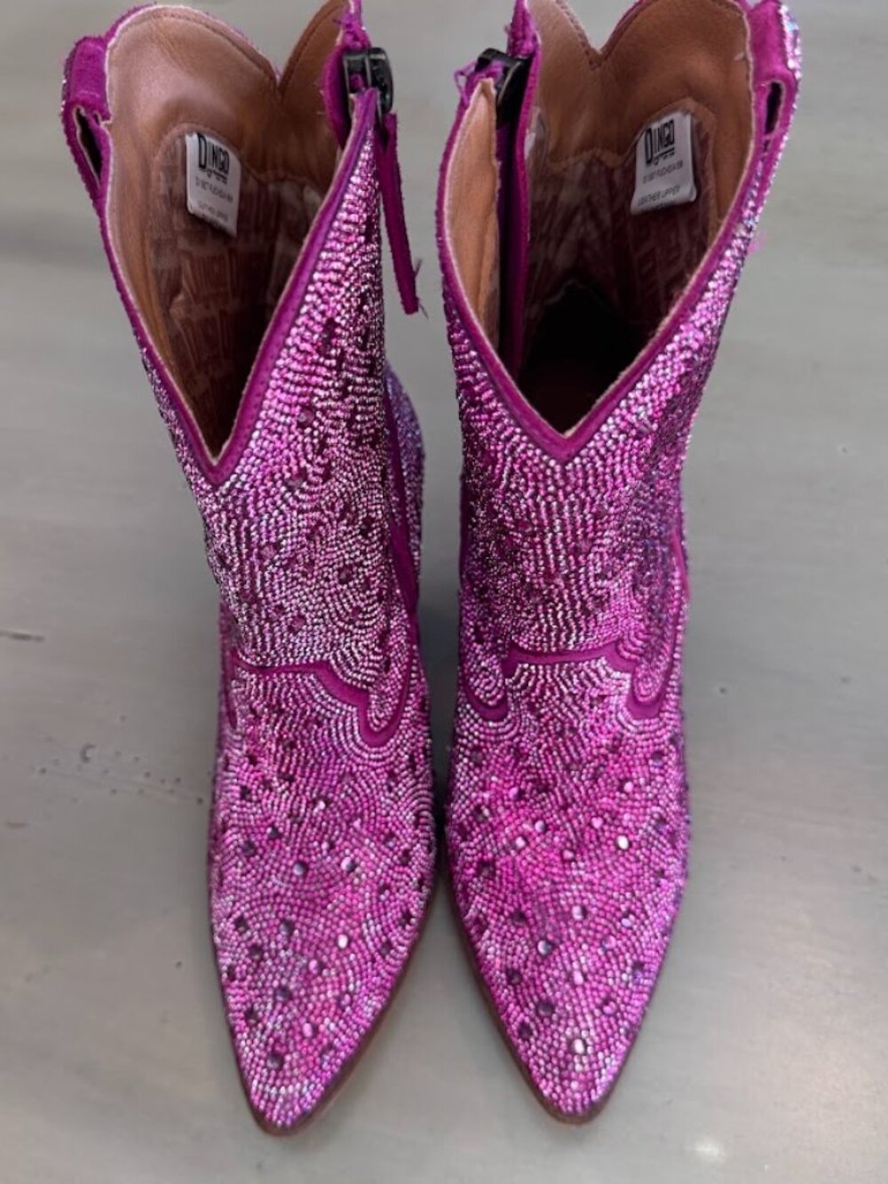 Dingo Neon Moon Fuchsia Rhinestone Western Cowboy Boots Festival Barbiecore Sz 6